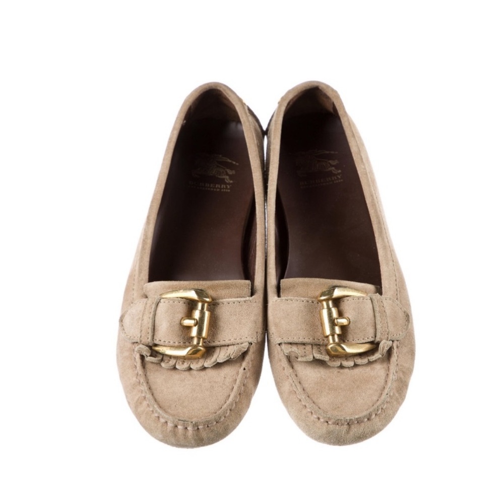 Burberry Suede Driving Loafers in Beige